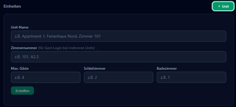 Units anlegen