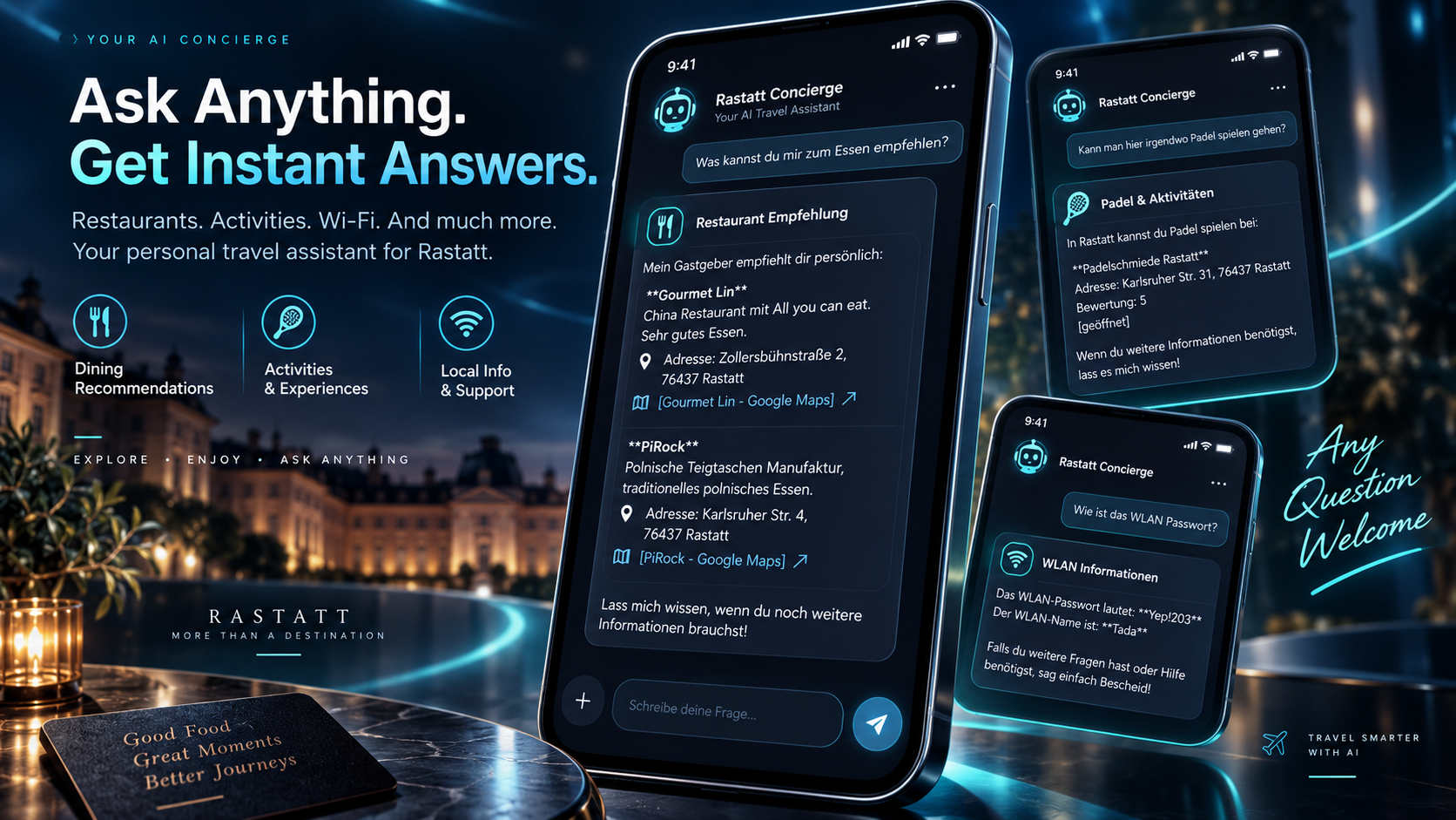 HelloJonny beantwortet Fragen zu Aktivitäten, WLAN und Restaurants